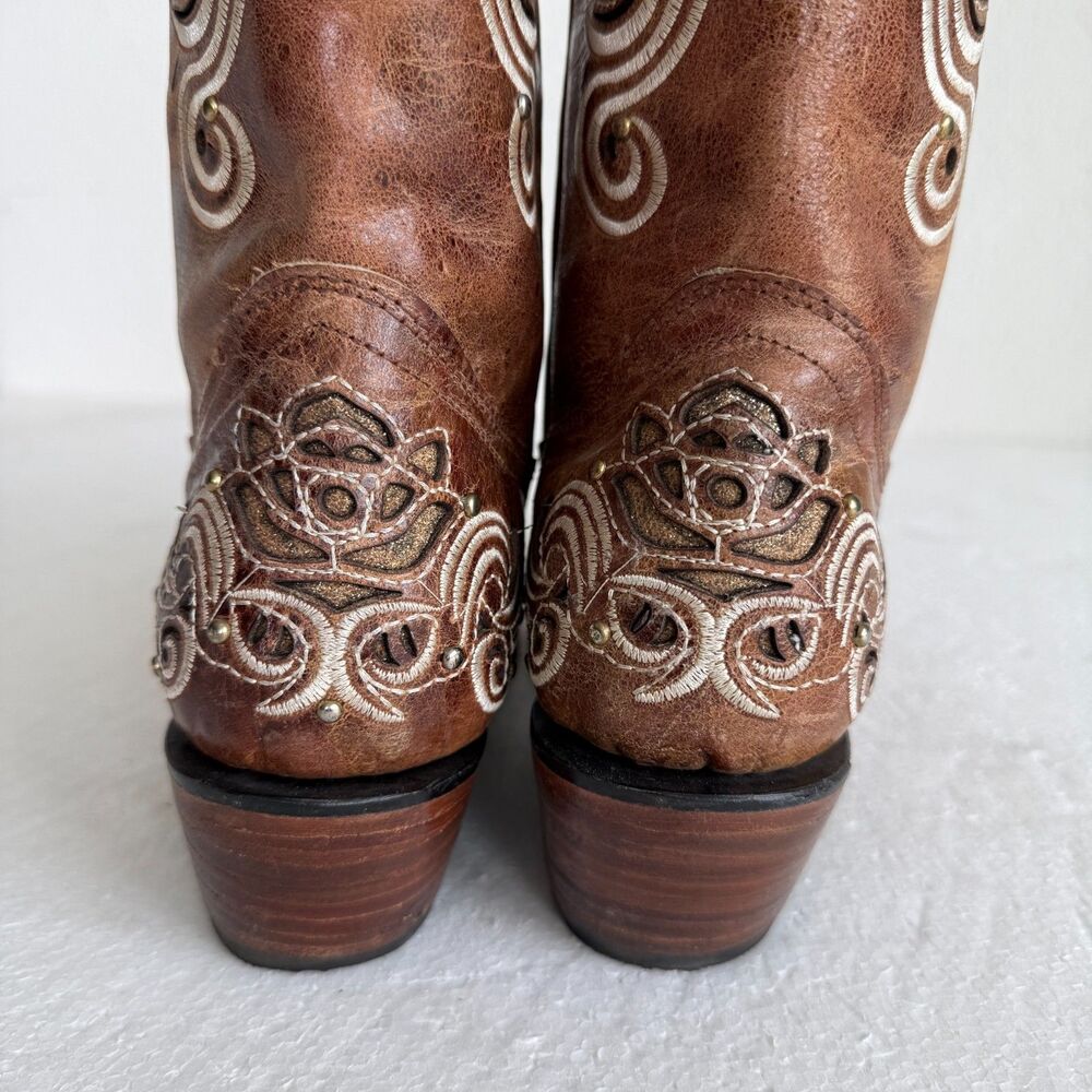 Stiefeld Handcrafted Leather Western Boots Women 8.5 Floral Embroidered Crystal - Picture 8 of 15